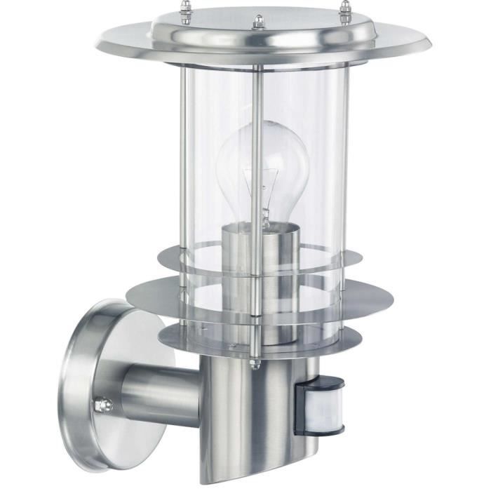 Lampe murale extérieure avec détecteur de mouvement, acier inoxydable