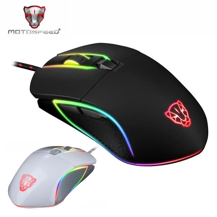 Grborn Motospeed V30 Filaire Optique USB Gaming Souris Catamount RGB Rétro-Éclairage 6 Boutons 3500 DPI Ergonomique Gamer PC Souris 