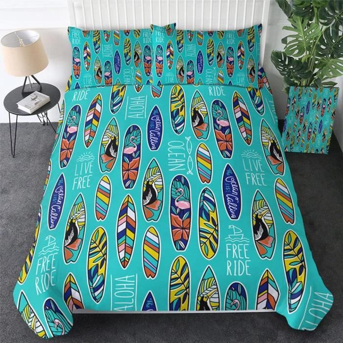 Housse de Couette 220x240cm Housse de Couette Skateboard Bleue Avec