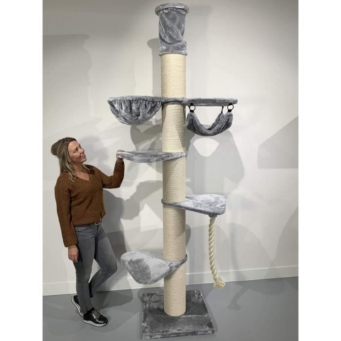 Arbre A Cat Rhrquality Arbre A Chat Xxl Geant Maine Coon Tower Crown Gris Clair Fixation Plafond Hauteur Griffoir Arbres Pour Gr46 Cdiscount Animalerie