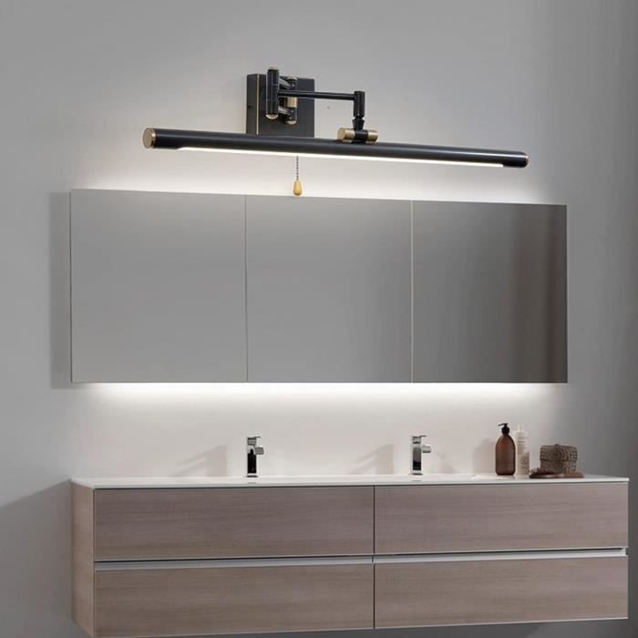 UWY Lampe de Miroir de Salle de Bains à LED Lampe de Miroir de vanité en Laiton Noir Vintage 180 & deg; Appliques murales réglables IP44 pour Coiffeuse de Maquillage économie dénergie 4000K 