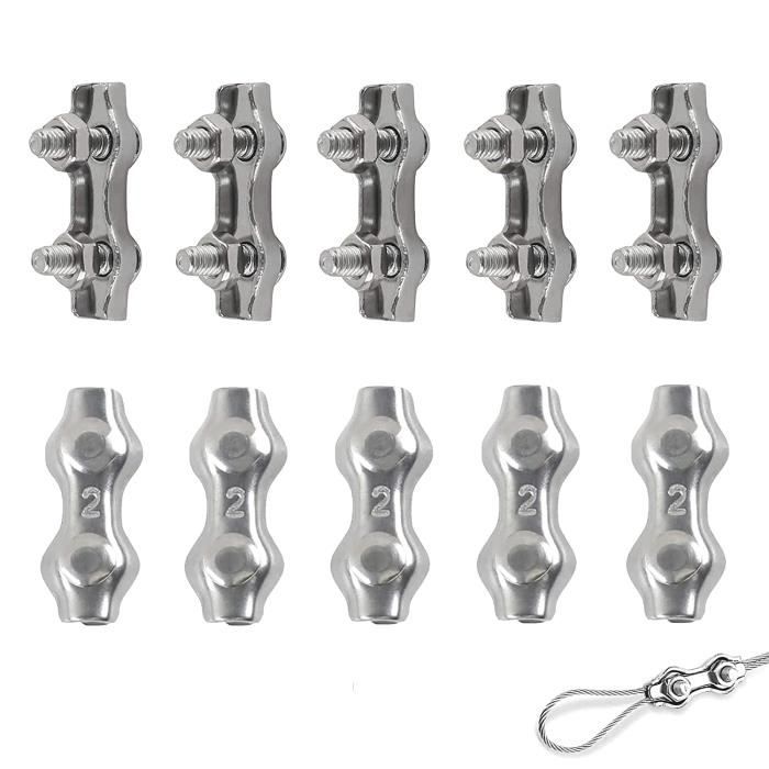 Lot De 20 Serre-Câbles Duplex Inox 304 – M3 (3-4 Mm) – Pour Câbles Métalliques, Voile D'Ombrage, Marine