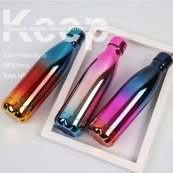 Extsud 500ml Thermo Bouteille deau Bouteille Isotherme Puissante Double Paroi Acier Inoxydable sans BPA Non Toxique pour Sport Gym Bureau Camping Randonn/ée Voyage Water Bottle