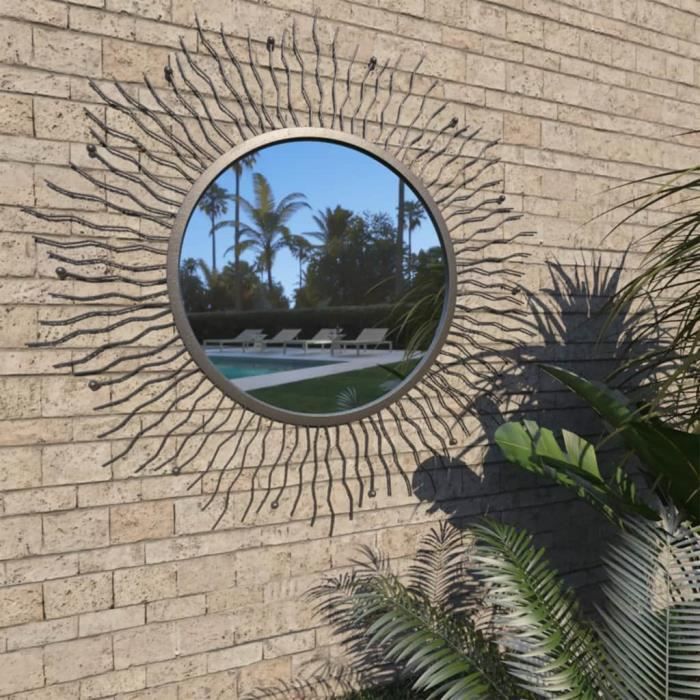 JINJP Miroir mural de jardin Rayons de soleil acier enduit de