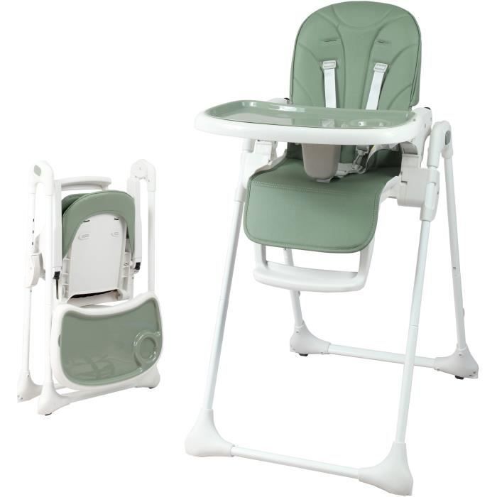 Bambisol Chaise Haute Bébé Evolutive | Pliage Ultra-Compact | Vert Tilleul