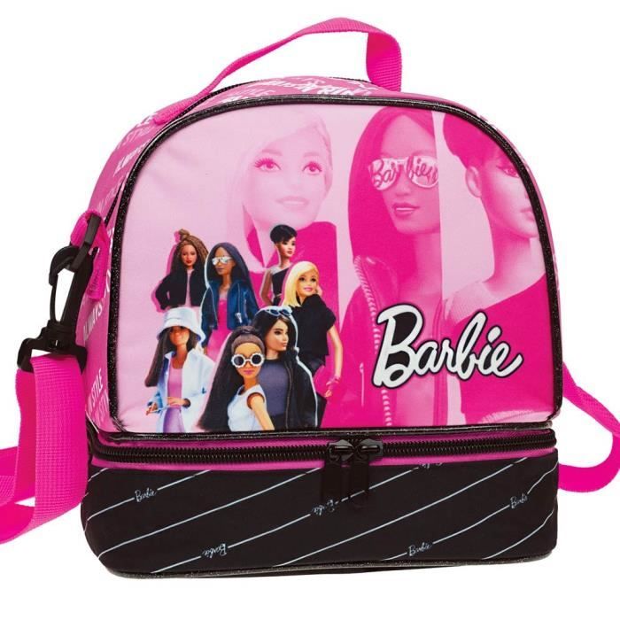 Sac à Goûter Barbie Fashion 3D Rose - Isotherme, Bandoulière Ajustable, 10x26 Cm - Idéal Pour L'école