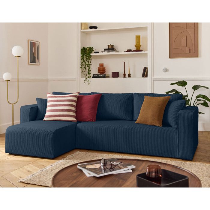 Canapé d'angle réversible 3 places DINA convertible en tissu