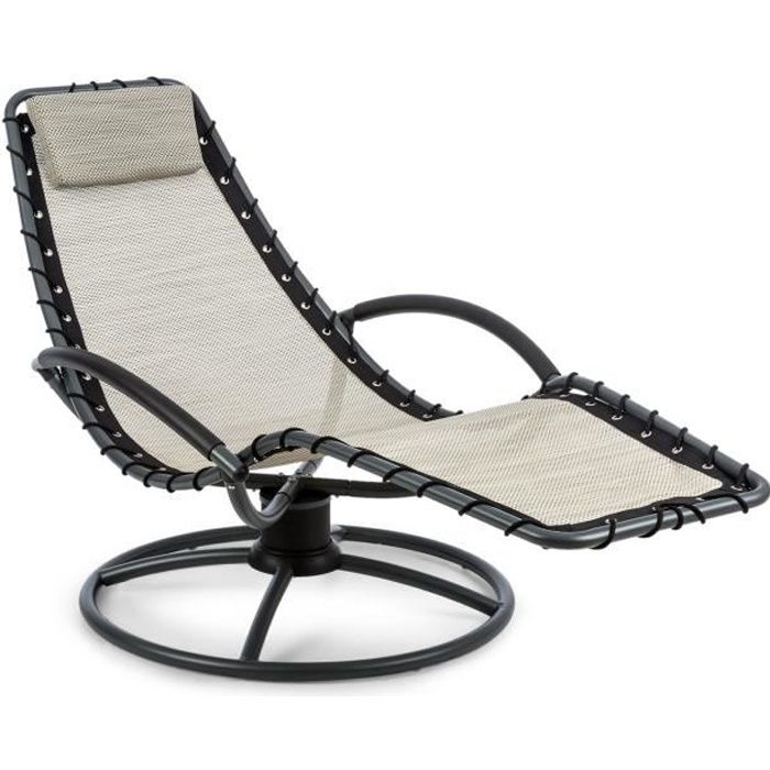 chaise longue - blumfeldt - à bascule - bain de soleil - 77x 85x173cm - transat - confort: balancement à 360° - mesh beige