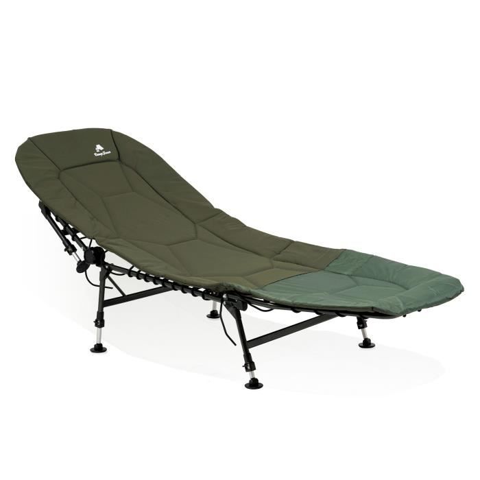 CampFeuer Chaise longue de pêche XXL | Canapé pour carpes réglable en hauteur et stable avec 6 pieds