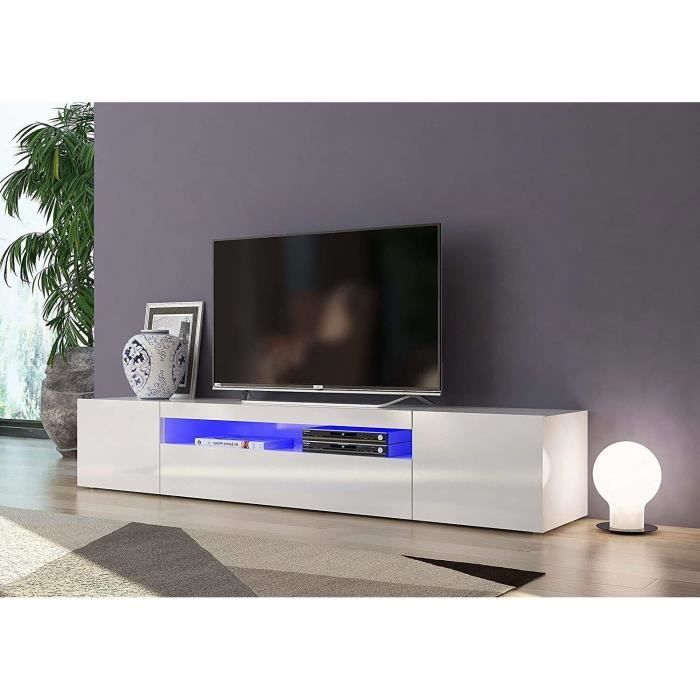 Dmora Meuble TV Jesse Buffet bas de salon avec 3 portes base meuble TV 100% Made in Italy cm 200x40h37 Blanc brillant Dmora Meuble TV Jesse Buffet bas de salon avec 3 portes base meuble TV 100% Made in Italy cm 200x40h37 Blanc brillant