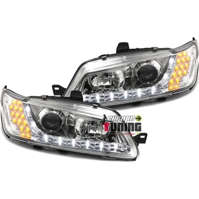 PHARES FEUX AVANTS TUNING CHROME DEVIL EYES LED PEUGEOT 306 PHASE 1 1993-1997 (13628)