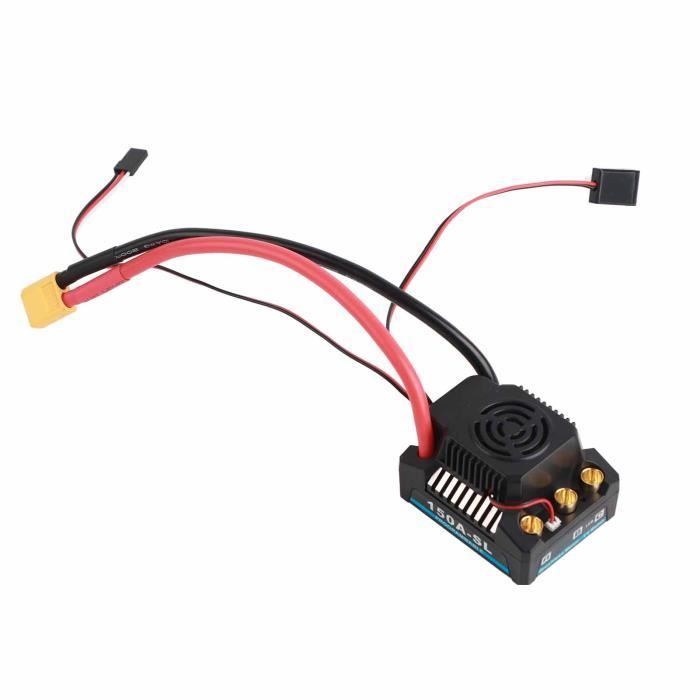 ESC 120A Programmable Étanche – Accélération 9 Vitesses – XT60 – Pour Voiture/Bateau RC 1/10 Et 1/8