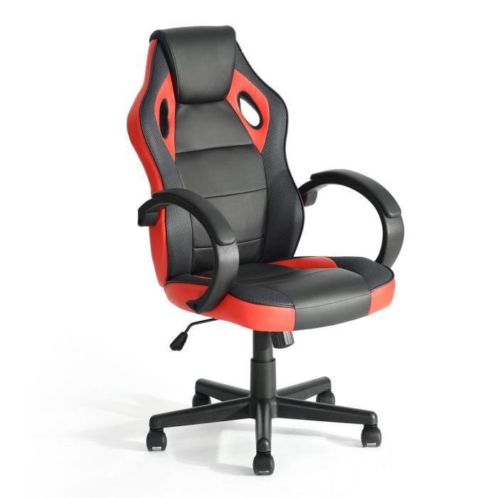 Homy Casa Chaise de Bureau Rouge et Noir Chaise de jeu Rotation 360