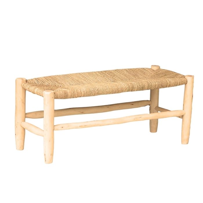 Banc Marocain Doum tressage central Naturel 80 cm