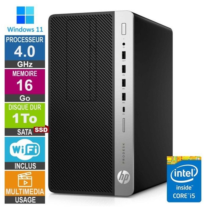 HP ProDesk 600 G5 MT i5 8400 240Go SSD + Écran - vue 7