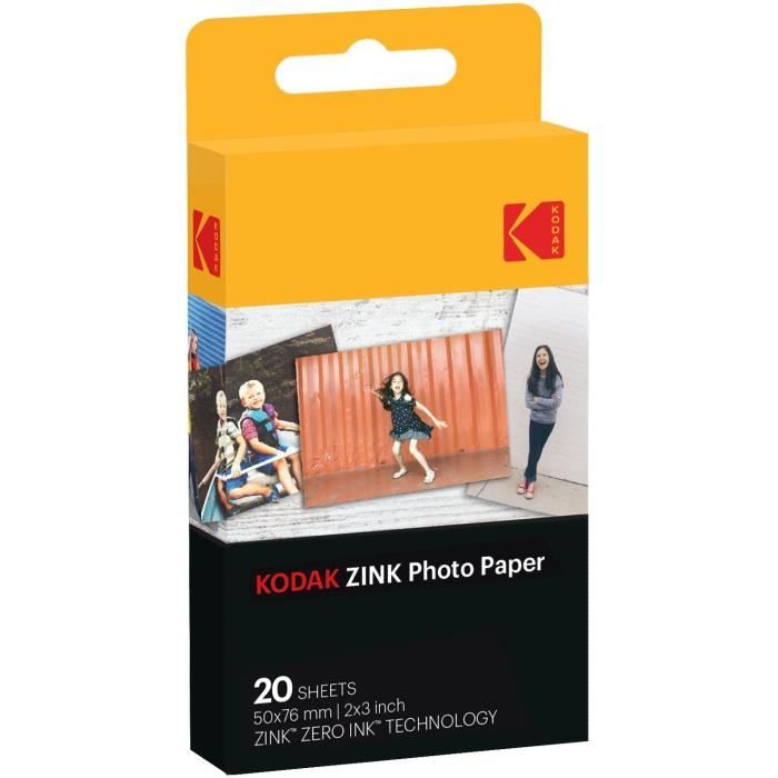 Pack de consommable - KODAK - Pour Pintomatic et Smile+ - 5 packs de 10 papiers photo - Blanc
