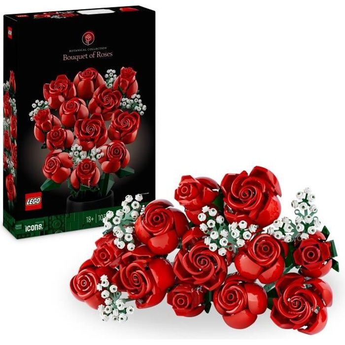 LEGO® 10328 Icons Le Bouquet de Roses Fleurs Artificielles pour Décorer Cadeau de Saint-Valentin pour Adultes