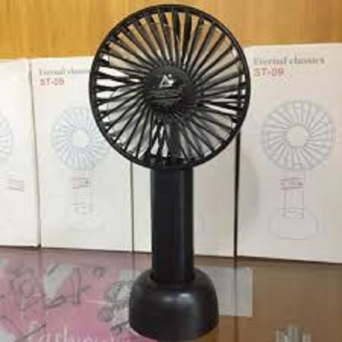 Ventilateur portable - Noir - USB rechargeable - À main ou à poser - 60 dB - Lampe LED intégrée - Liam Access