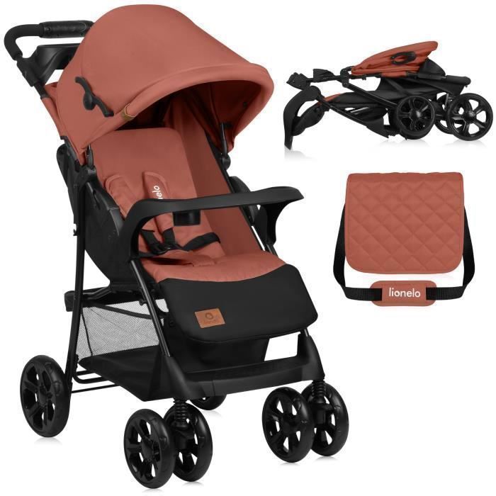 Poussette canne légère LIONELO Emma - Pliage rapide - 6-36 mois - Sac inclus - Grand panier - Marron