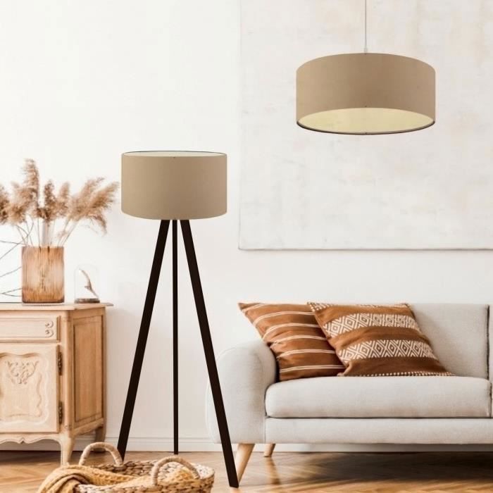 Set de 2 luminaires Scunthorpe suspension et lampadaire E27 beige [lux.pro]