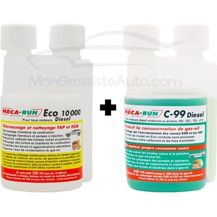 Pack décrassage Mecarun, ECO 10000 Diesel + C99 Diesel, 250ml