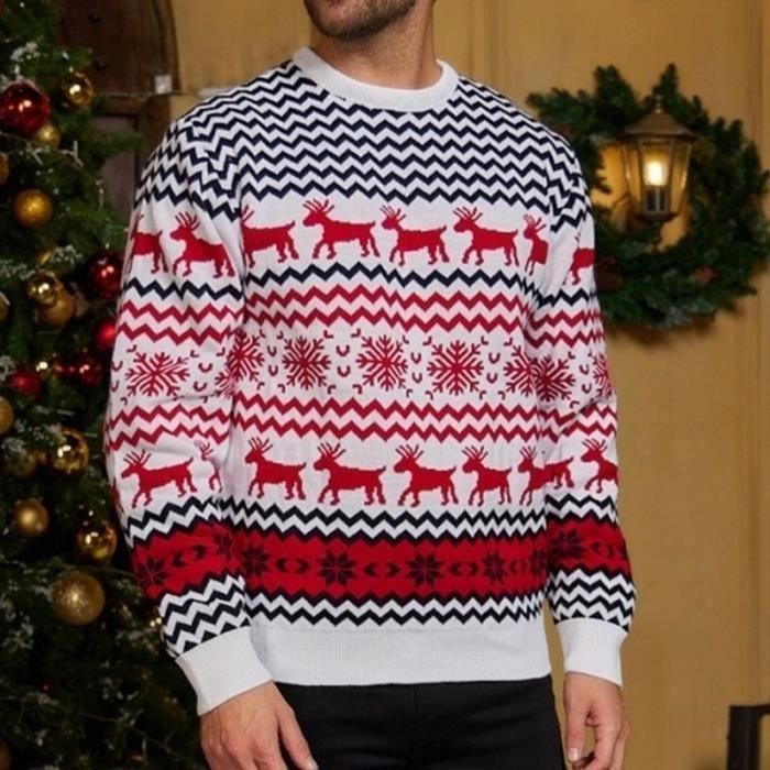 Pull Noël Homme Dinde Humour | Sweater Fête Famille | Taille S M L XL Rouge Blanc