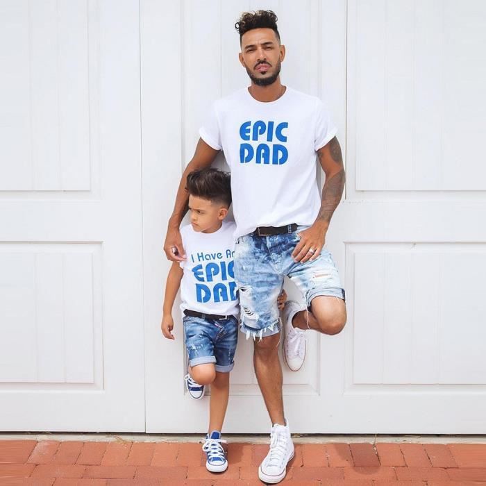 Spentoper Papa Et Moi Bebe Tout Petits Garcons Enfants Lettre T Shirt Hauts Vetements Famille Tenues Blanc Blanc Cdiscount Pret A Porter