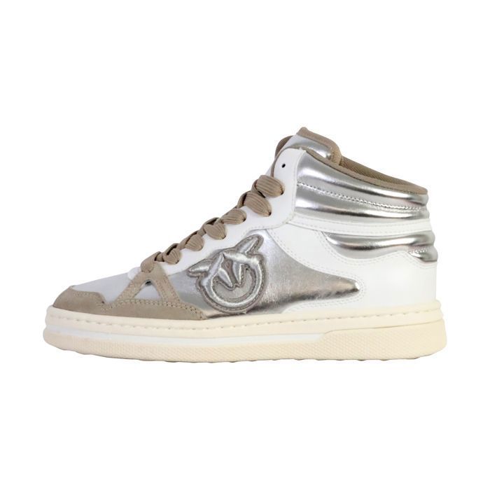 pinko Basket Montante Cuir Pinko Mandy 02 - Argent Blanc