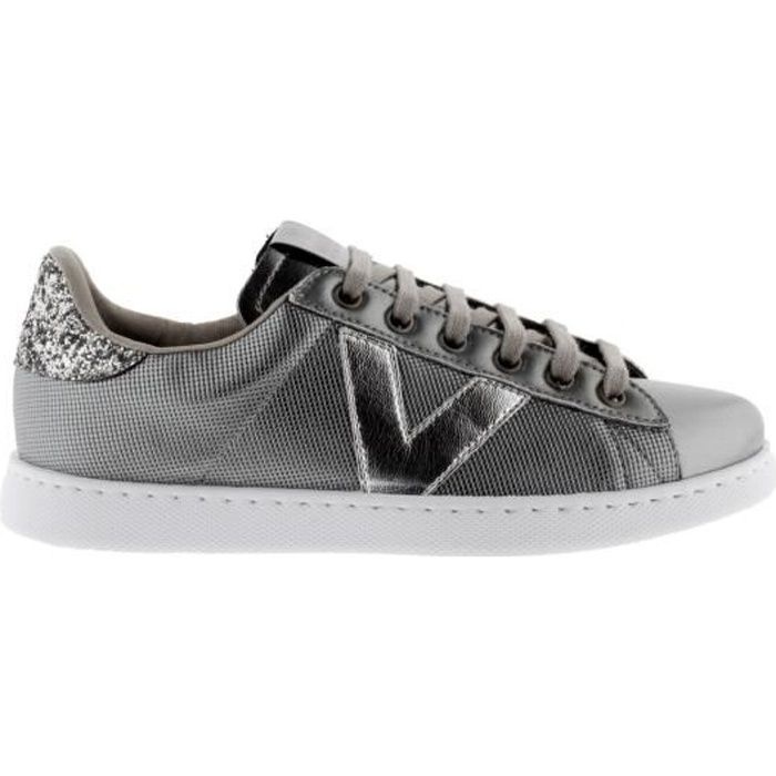 Baskets femme Victoria Tenis Metal - Gris anthracite - Lacets - Cuir -  Confort exceptionnel Gris anthracite - Cdiscount Chaussures