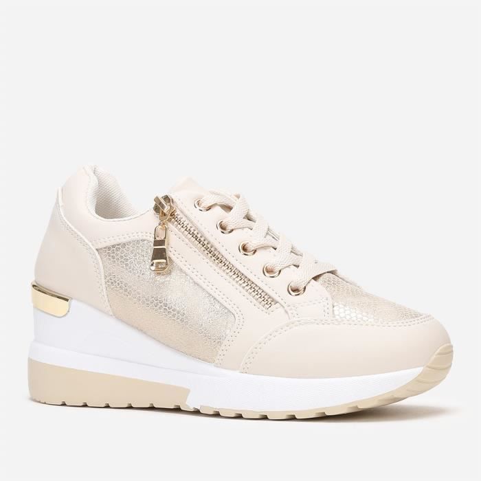 basket compensée beige