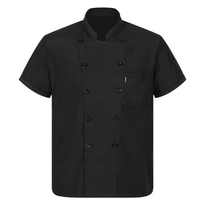 iefiel veste de cuisine homme/femme vestes de chef à manches courtes blouse de cuisinier uniforme travail m-3xl