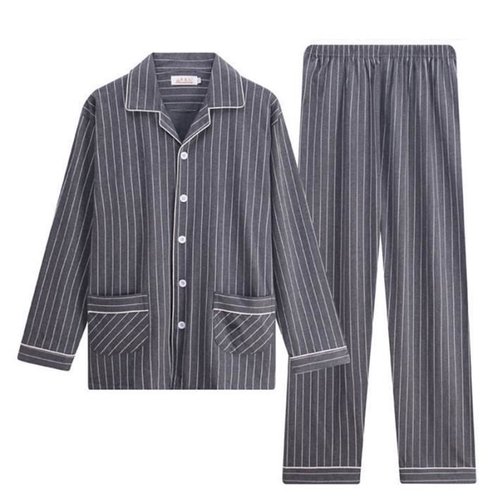 Pyjama Homme 2 Pièces En Coton Doux | Col Classique, Manches Longues - Confort Pour L'hiver Et Soirées Cocooning