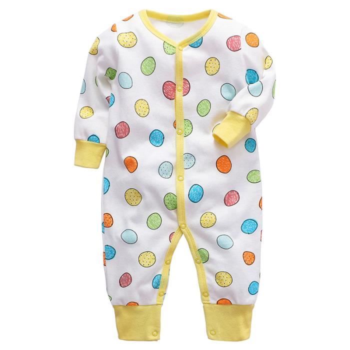 Pyjama Bébé Amropi Lot De 3 Grenouillères Coton - 0-12 Mois, Manches Longues