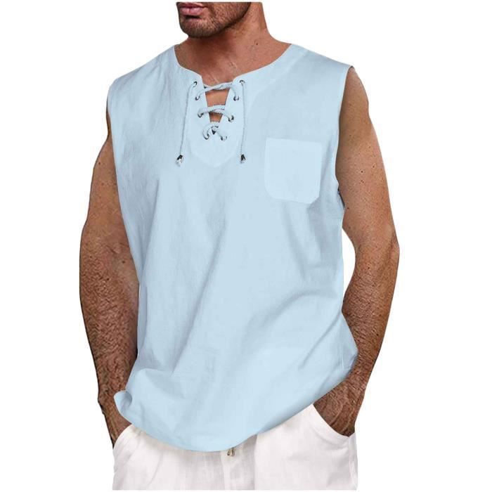 Débardeur Homme Coton-Lin 2025 – Sans Manches Pour Sport, Fitness Et Style Décontracté