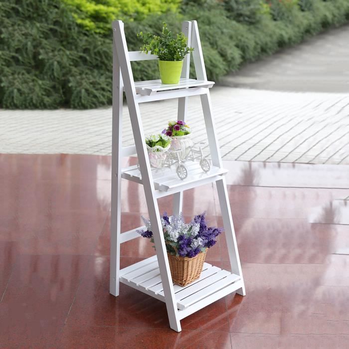 Etag/ère /à Fleurs /Étag/ère Echelle Escalier en Bois /Étag/ère de Jardin /Étag/ère de Porte-Fleurs /à 3 Niveaux Pr/ésentoir pour Jardin Balcon Terrasse Meuble de Rangement