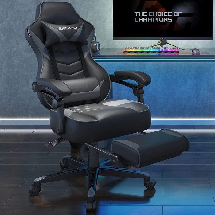 Fauteuil Gaming Chaise, Ergonomique Massage Gamer Chaise，Réglable Pivotant, Haut Dossier avec