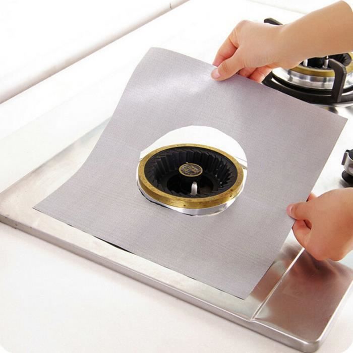 4 x universal Teflon Table de cuisson gaz silver liner anti-adhérente revêtement protecteur facile à nettoyer