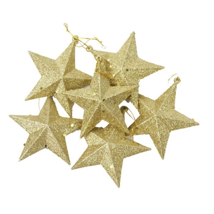 6 pièces décorations d'étoile de noël brillant Simple Unique en