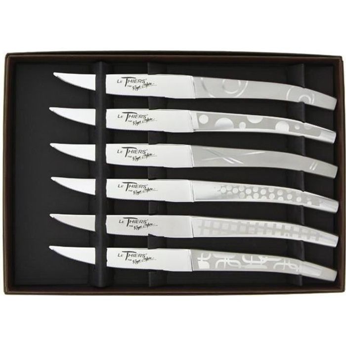 Coffret de 4 couteaux de table lames inox manches olivier - Roger Orfèvre
