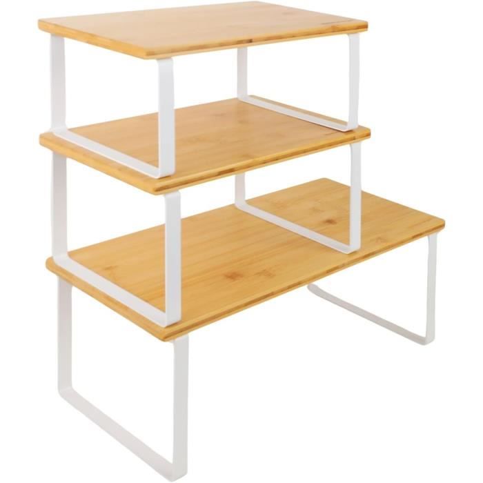Étagère De Comptoir De Cuisine Extensible - Rangement Empilable Pour Assiettes, Tasses, Bouteilles - Noir