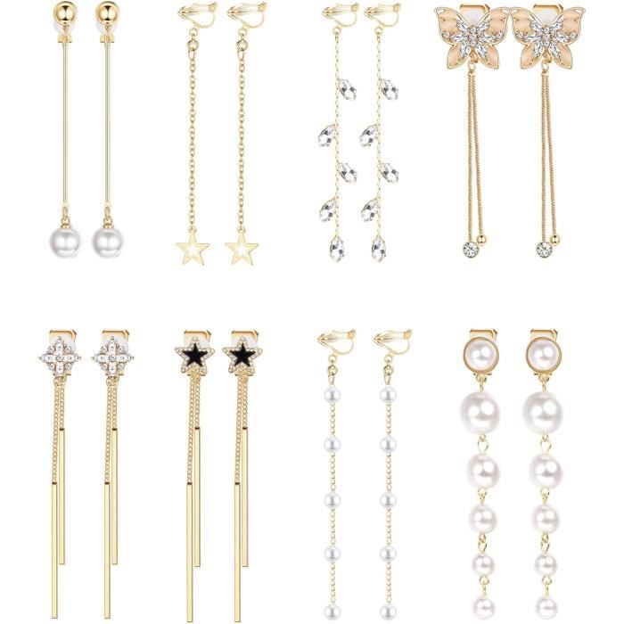 Lot De 18 Paires De Boucles D'oreilles Clips En Or - Sans Marque - 12x8 Mm