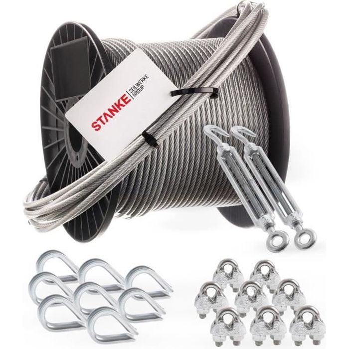 Kit De Câbles En Acier 66 Pièces Foydream - 40 M De Câble Acier Inox 2mm + Accessoires - Pour Treillis Plantes, Corde à Linge, Fixation Extérieure