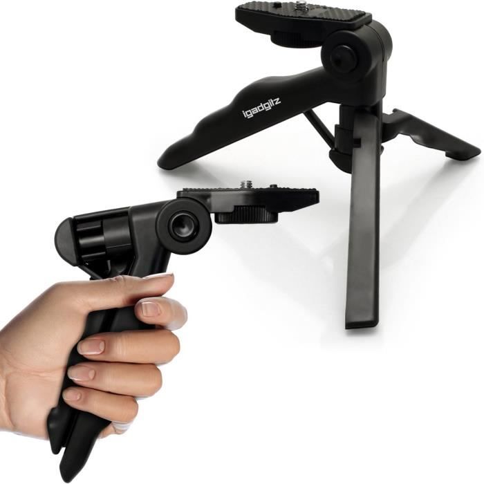 igadgitz U4137 2-in-1 Handgrip Gun Style Stabilizer and Mini Table Tripod, Lightweight, Compatible with Camera, DSLR, Video Camera and Camcorders, Black igadgitz U4137 2-in-1 Handgrip Gun Style Stabilizer and Mini Table Tripod, Lightweight, Compatible with Camera, DSLR, Video Camera and Camcorders, Black