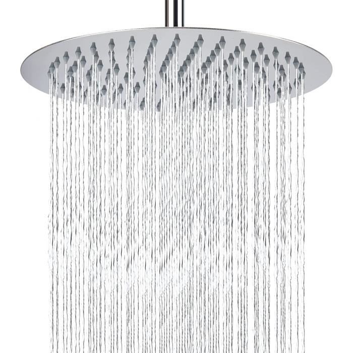 Pomme De Douche Plafond Carrée Inox Haute Pression – Effet Pluie Luxueux, Installation Facile