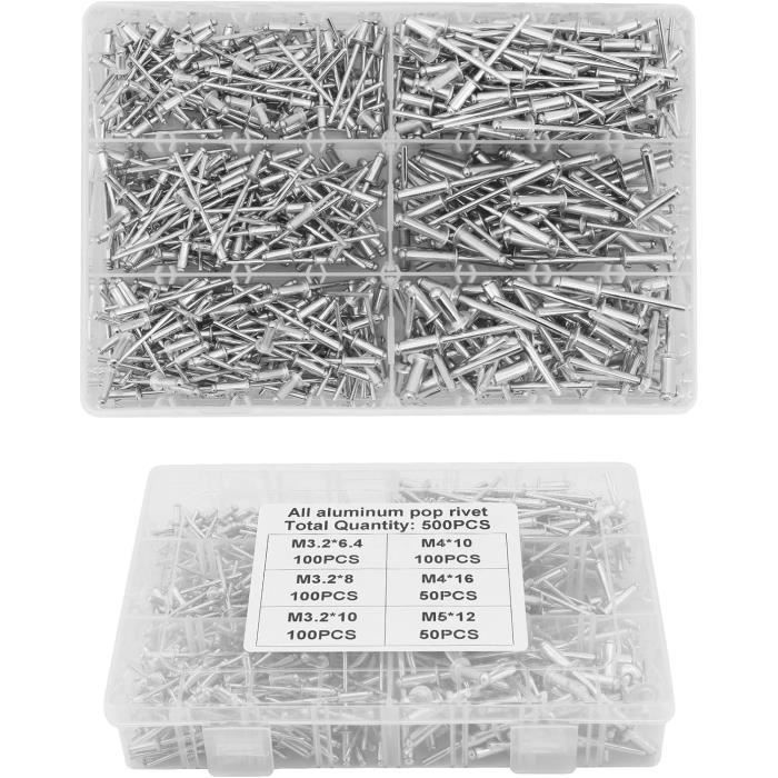 Rivets Aveugles, 500 Pcs M3.2 M4 M5 Rivets Aveugles En Aluminium Rivet ...
