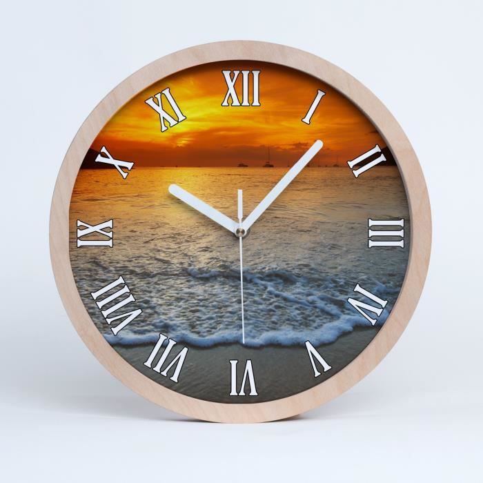 Horloge Murale Décorative En Verre - Image Coucher De Soleil 60x30 Cm - Mouvement Quartz
