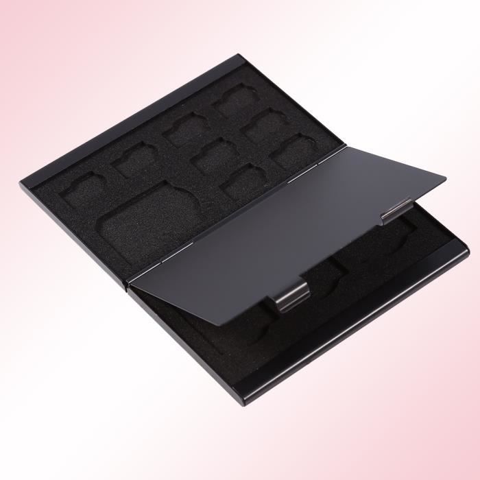 VBESTLIFE Boîte de rangement pour cartes mémoire SD et TF (Noir) - 12 emplacements