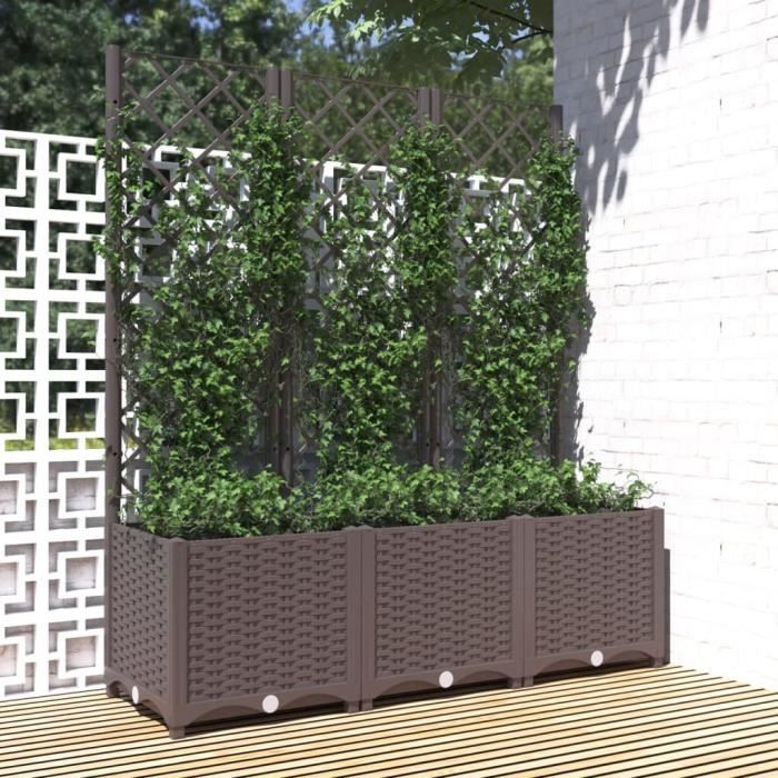 Elegant BAC A FLEUR - Jardinière avec treillis Marron 120x40x136 cm PPBonne vie16883 - Brun 1064 Kg