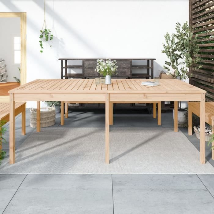 "promo"table extérieure lmt - table de jardin 203,5x100x76 cm bois massif de pin 25,9kg