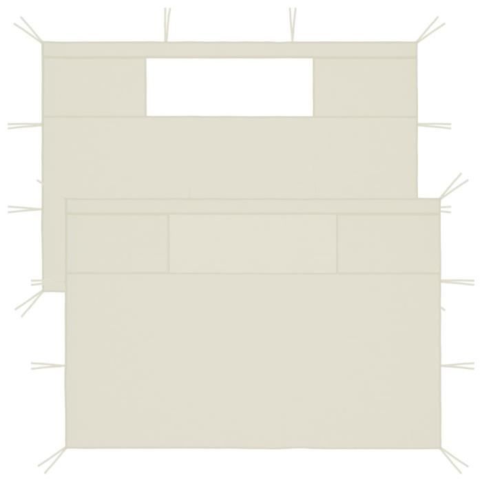 BESTParois latérales de belvédère Tonnelle - avec fenêtres 2 pcs Crème FR65358